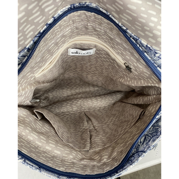 Sakroots Convertible Backpack Purse Blue & White Travel School Shoulder Bookbag - Picture 6 of 14